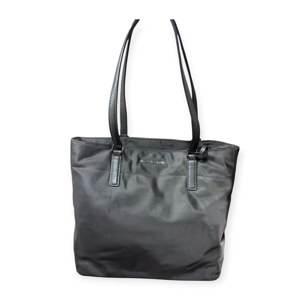Michael Kors Morgan Dark Grey Nylon Shoulder Bag Tote Water Resistant Handbag